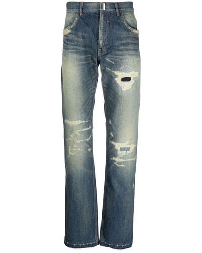 Givenchy Gerade Jeans im Distressed-Look - Blau