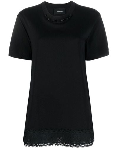 Simone Rocha T-shirt à bords en dentelle - Noir