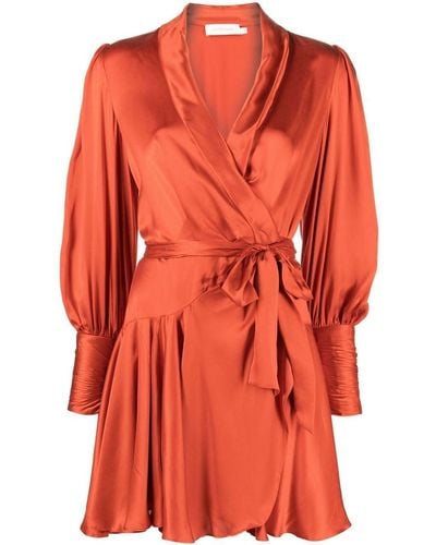 Zimmermann Silk Wrap Minidress - Orange