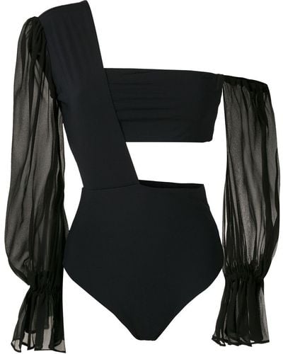 Amir Slama One Shoulder Bodysuit - Black