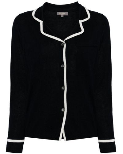 N.Peal Cashmere Button-up Pyjama Top - Black