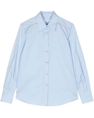 PS by Paul Smith Contrasting-trim Cotton Shirt - Blue