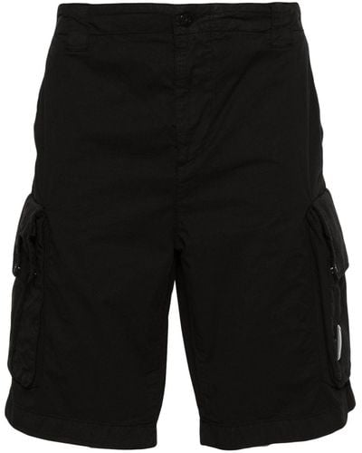 C.P. Company Twill Stretch Cargo Shorts - Black