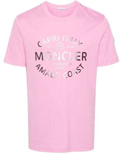 Moncler Logo-print Cotton T-shirt - Pink