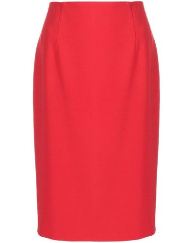 Paule Ka Straight-cut Crepe Skirt - Red