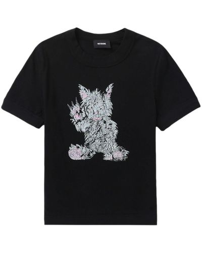 we11done Monster T-Shirt mit grafischem Print - Schwarz