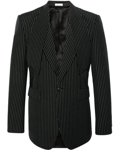 Alexander McQueen Pinstripe-pattern Layered Blazer - Black