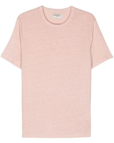 Officine Generale Mélange Linen T-shirt - Pink
