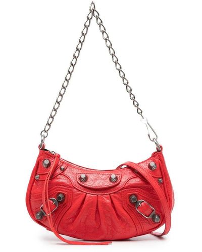 Balenciaga Leather Stud-detail Shoulder Bag - Red
