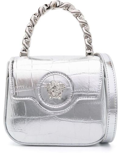 Versace La Medusa Metallic Mini Bag - White