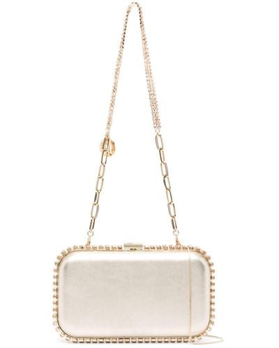 Rosantica Clio Crystal-embellished Leather Clutch Bag - White