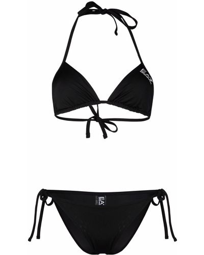 EA7 Bikini con diseño triangular y logo - Negro