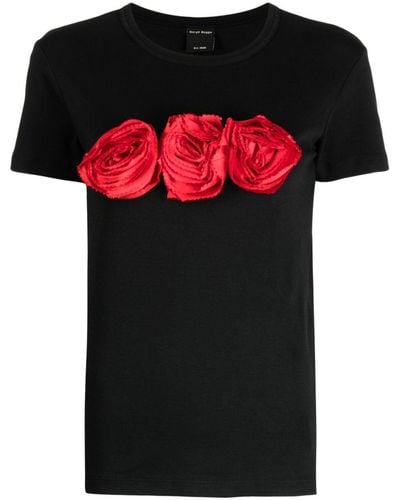 MERYLL ROGGE Camiseta con aplique floral - Negro