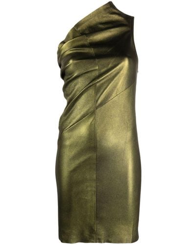 Rick Owens Asymmetric Stretch-leather Dress - Green