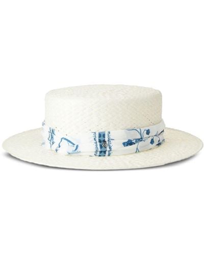 Maison Michel Kiki Straw Boater Hat - Blue