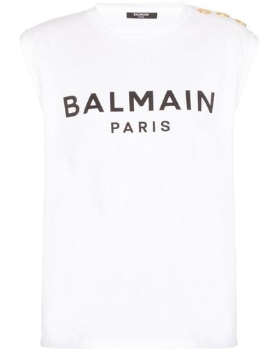 Balmain T-Shirt mit Logo-Print - Weiß