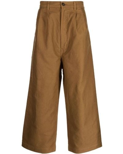 Comme des Garçons Wide-leg Cropped Cotton Pants - Brown