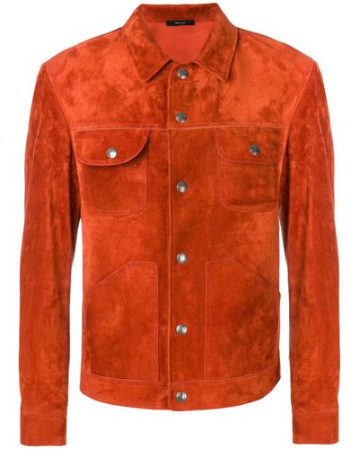 Tom Ford Fitted Suede Jacket - Orange