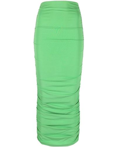 ANDAMANE Draped Midi Skirt - Green