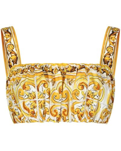Dolce & Gabbana Cropped-Top mit Majolica-Print - Mettallic