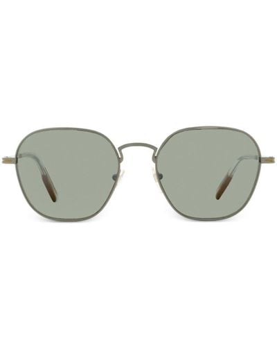 Zegna Engraved-detail Square-frame Sunglasses - Grey