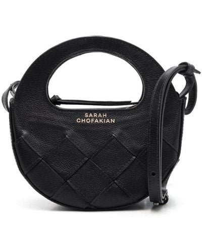 Sarah Chofakian Martha Logo-print Leather Bag - Black