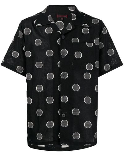 Clot Polka-dot Short-sleeved Shirt - Black