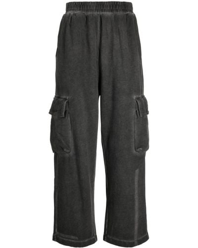 Izzue Wide-leg Distressed Cargo Pants - Grey