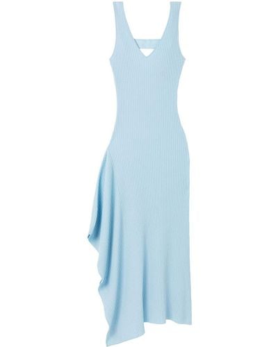 AZ FACTORY Serena Ribbed-knit Asymmetric Dress - Blue