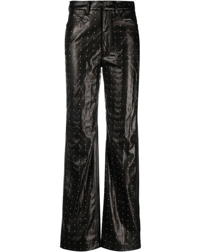 ROTATE BIRGER CHRISTENSEN Studded Faux-leather Pants - Black