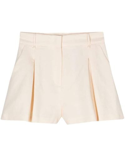 Twin Set Pleated Tailored Shorts - Natural