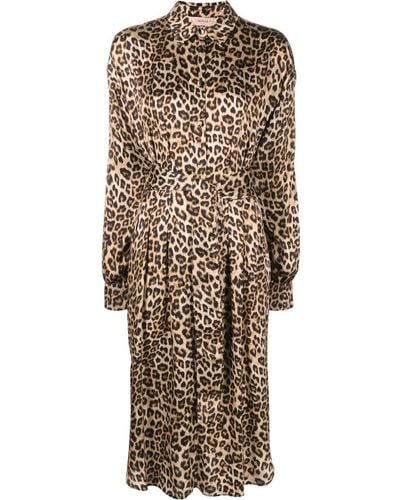 Twin Set Leopard-print Midi Dress - Natural