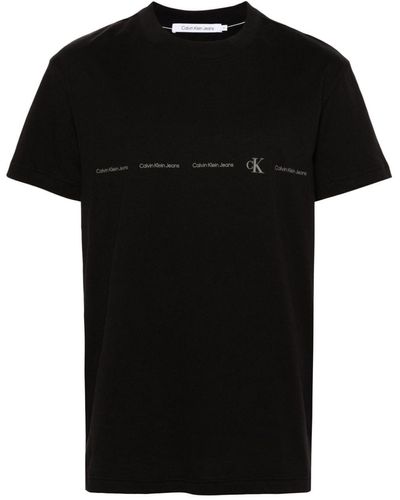 Calvin Klein Sweat en coton mélangé à logo imprimé - Noir