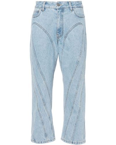 Mugler Cropped-Jeans mit hohem Bund - Blau