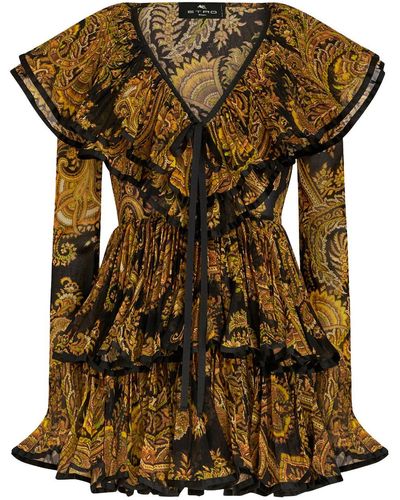 Etro Mini-jurk Met Paisley-print - Bruin