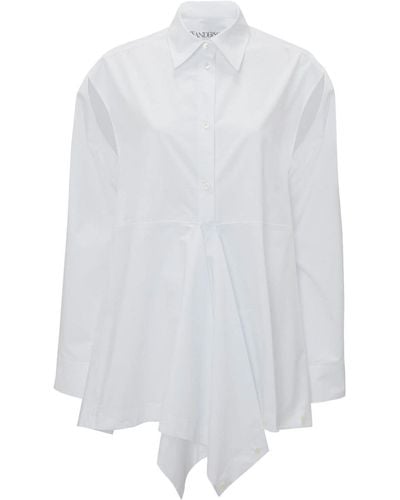 JW Anderson Cotton Poplin Peplum Drape Shirt - White
