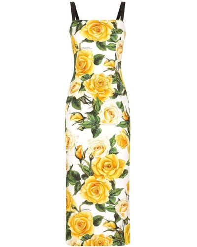 Dolce & Gabbana Kleid mit Rosen-Print - Mettallic