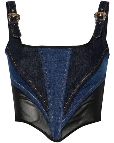 Versace Jeans Couture Panelled Denim Corset Top - Blue