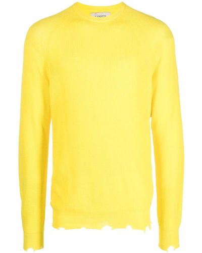 Laneus Distressed-effect Ribbed-knit Sweater - Yellow