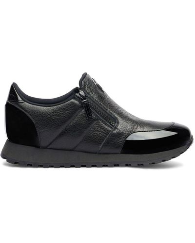 Giuseppe Zanotti Idle Run Grained Leather Zip-up Loafers - Black