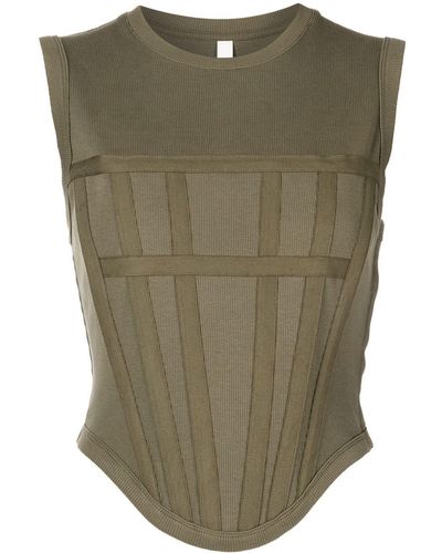 Dion Lee Ribbed Corset Tank Top - Green