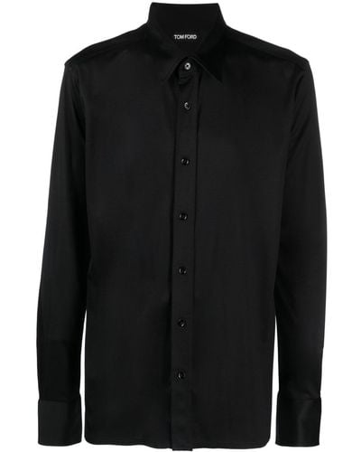 Tom Ford ロングスリーブ シルクシャツ - ブラック