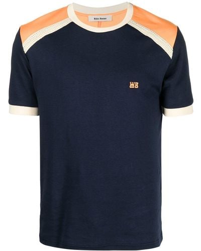 Wales Bonner Colour-block Short-sleeve T-shirt - Blue