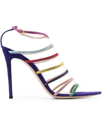 Gianvito Rossi Blue Crystal-Embellished 105 Stiletto Sandals - Azul