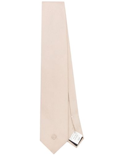 Lardini Logo-embroidered Piqué Silk Tie - White