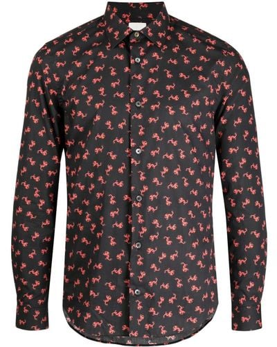 Paul Smith Overhemd Met Drakenprint - Zwart