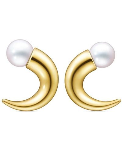 Tasaki 18kt Yellow Gold Danger Horn Pearl Stud Earrings - Metallic