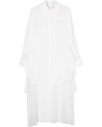 Genny Floral-appliqué Crepe Shirt - White