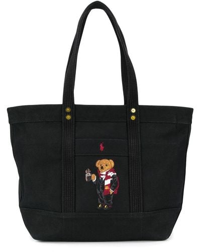 Polo Ralph Lauren Embroidered Bear Tote Bag - Black