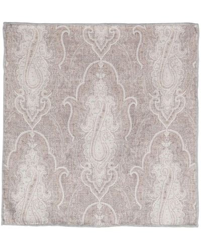 Brunello Cucinelli Paisley-print silk pocket square - Gris